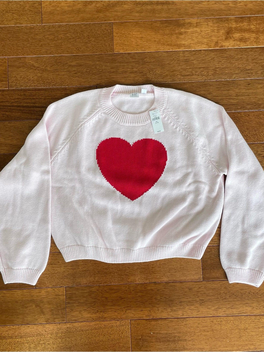 GAP Light Pink Crewneck Sweater with Red Heart